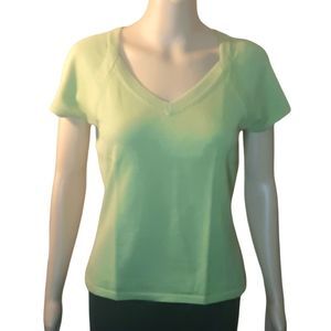 Talbots Shirt Green Short Sleeve Vneck Womens Size Small